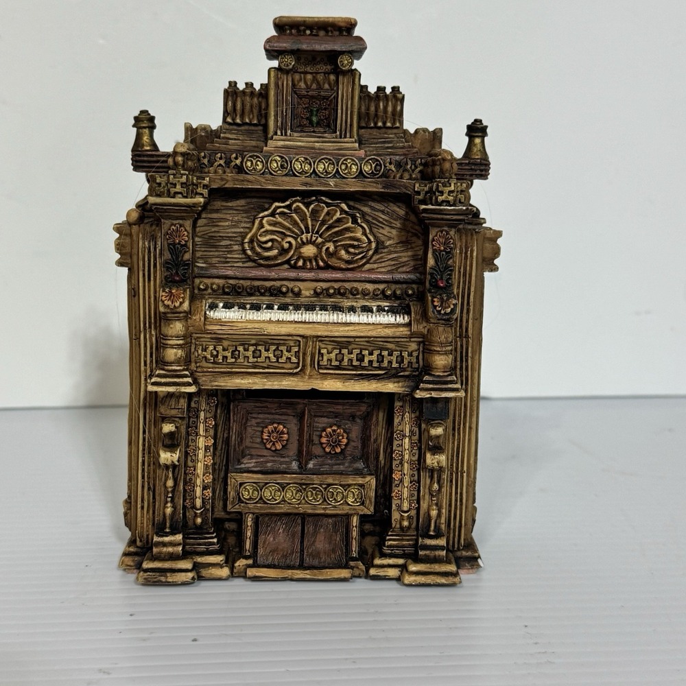 Vtg S.S. Sarna Resin Pump Organ Figurine Ornate Victorian Music Room Mini Decor